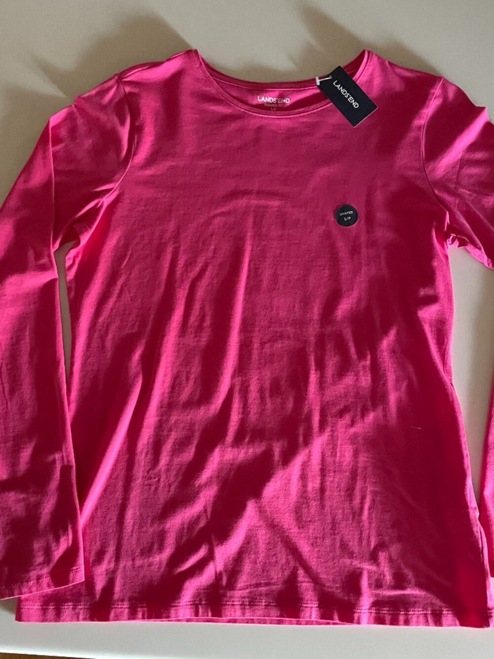 Lands' End Bright Pink Long-Sleeve Top (Women's Small Petite) - Brand new!